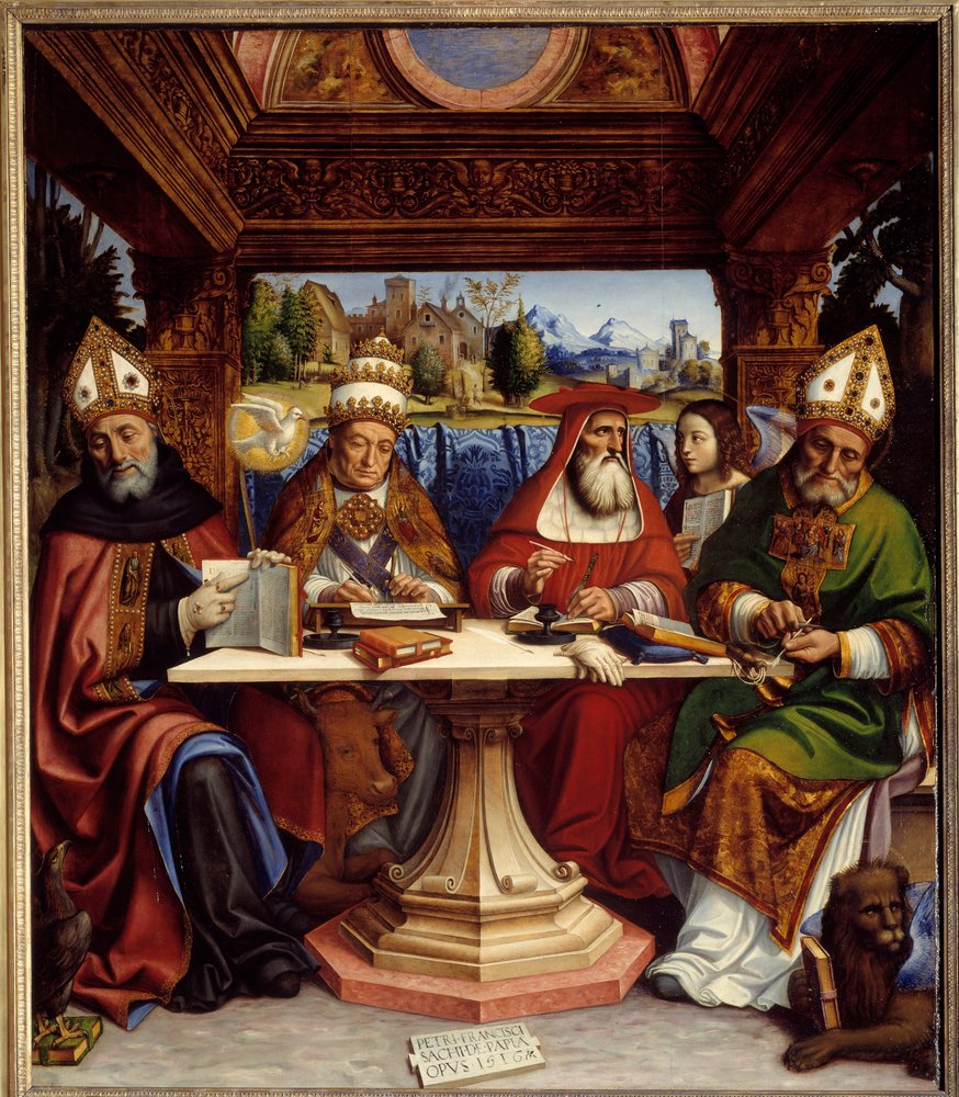 Los cuatro doctores de la Iglesia — Pier Francesco Sacchi (1516)